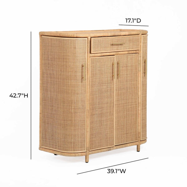 TOV Furniture Tarot Natural Rattan Bar Cabinet - Coastal Luxe Design with Soft-Close Doors & Ample Storage Space TOV-OC21044