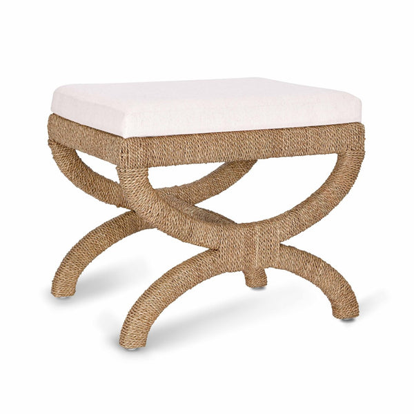 TOV Furniture Kappa Natural Seagrass Stool - Handcrafted Coastal Accent with Comfortable Upholstered Seat & Style TOV-OC21047