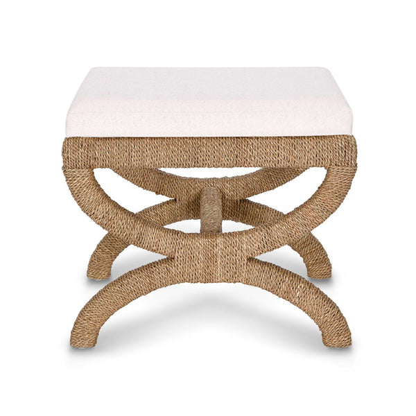 TOV Furniture Kappa Natural Seagrass Stool - Handcrafted Coastal Accent with Comfortable Upholstered Seat & Style TOV-OC21047
