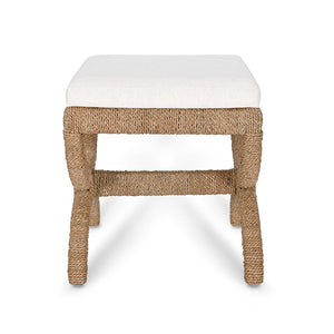 TOV Furniture Kappa Natural Seagrass Stool - Handcrafted Coastal Accent with Comfortable Upholstered Seat & Style TOV-OC21047