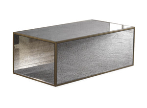 TOV Furniture Lana Mirrored Coffee Table - Antique Smokey Glass Top with Brass Trim for Modern Elegance in Living Rooms Medium TOV-OC3729