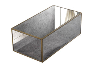 TOV Furniture Lana Mirrored Coffee Table - Antique Smokey Glass Top with Brass Trim for Modern Elegance in Living Rooms Medium TOV-OC3729