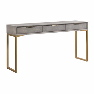 TOV Furniture Pesce Shagreen Console Table with 3 Felt-Lined Drawers – Modern Luxury for Your Entryway or Living Room TOV-OC44014