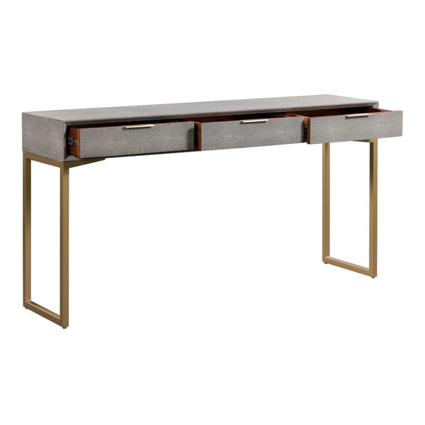 TOV Furniture Pesce Shagreen Console Table with 3 Felt-Lined Drawers – Modern Luxury for Your Entryway or Living Room TOV-OC44014