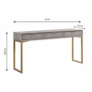 TOV Furniture Pesce Shagreen Console Table with 3 Felt-Lined Drawers – Modern Luxury for Your Entryway or Living Room TOV-OC44014