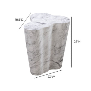 TOV Furniture Slab Concrete Indoor/Outdoor Side Table - Sculptural Elegance with Marble Finish for Modern Spaces White Marble / Tall TOV-OC44038
