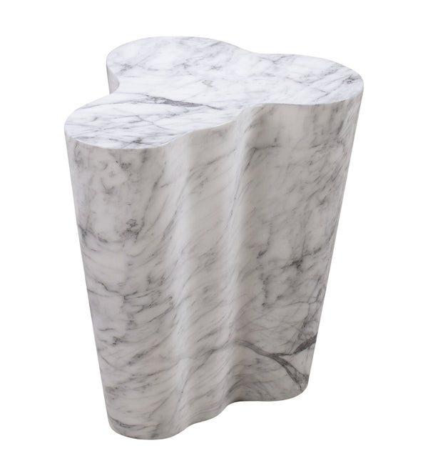 TOV Furniture Slab Concrete Indoor/Outdoor Side Table - Sculptural Elegance with Marble Finish for Modern Spaces White Marble / Tall TOV-OC44038