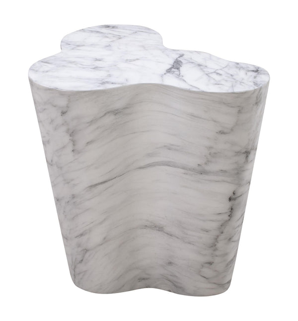 TOV Furniture Slab Concrete Indoor/Outdoor Side Table - Sculptural Elegance with Marble Finish for Modern Spaces White Marble / Tall TOV-OC44038