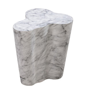 TOV Furniture Slab Concrete Indoor/Outdoor Side Table - Sculptural Elegance with Marble Finish for Modern Spaces White Marble / Short TOV-OC44039