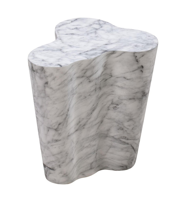 TOV Furniture Slab Concrete Indoor/Outdoor Side Table - Sculptural Elegance with Marble Finish for Modern Spaces White Marble / Short TOV-OC44039