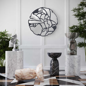 TOV Furniture Slab Concrete Indoor/Outdoor Side Table - Sculptural Elegance with Marble Finish for Modern Spaces White Marble / Short TOV-OC44039