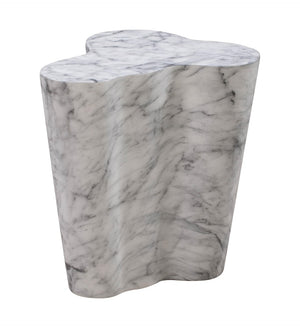 TOV Furniture Slab Concrete Indoor/Outdoor Side Table - Sculptural Elegance with Marble Finish for Modern Spaces White Marble / Short TOV-OC44039
