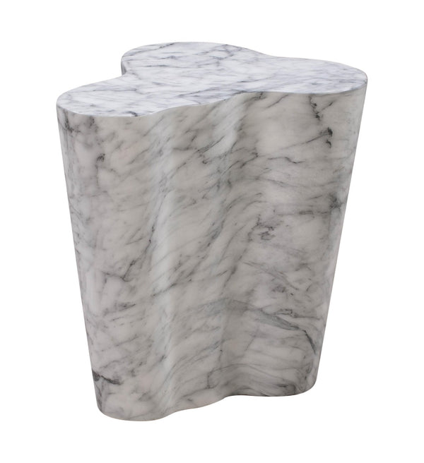 TOV Furniture Slab Concrete Indoor/Outdoor Side Table - Sculptural Elegance with Marble Finish for Modern Spaces White Marble / Short TOV-OC44039
