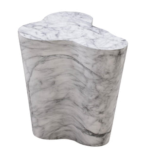 TOV Furniture Slab Concrete Indoor/Outdoor Side Table - Sculptural Elegance with Marble Finish for Modern Spaces White Marble / Short TOV-OC44039