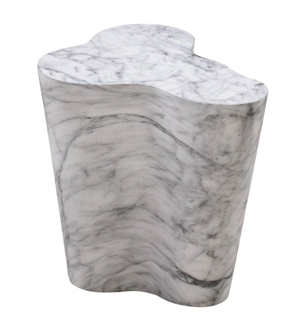TOV Furniture Slab Concrete Indoor/Outdoor Side Table - Sculptural Elegance with Marble Finish for Modern Spaces White Marble / Short TOV-OC44039