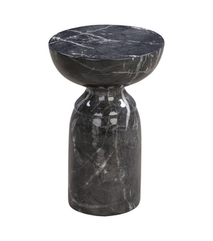 TOV Furniture Rue Faux Marble Round Side Table - Stylish Indoor/Outdoor Accent with Durable Concrete & Modern Design Black TOV-OC44040
