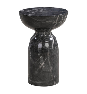 TOV Furniture Rue Faux Marble Round Side Table - Stylish Indoor/Outdoor Accent with Durable Concrete & Modern Design Black TOV-OC44040