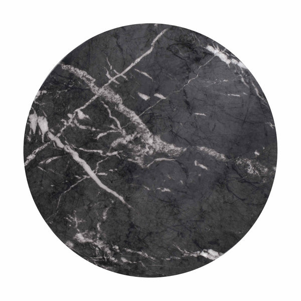 TOV Furniture Rue Faux Marble Round Side Table - Stylish Indoor/Outdoor Accent with Durable Concrete & Modern Design Black TOV-OC44040