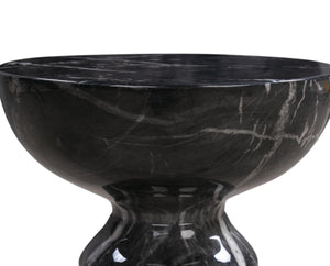 TOV Furniture Rue Faux Marble Round Side Table - Stylish Indoor/Outdoor Accent with Durable Concrete & Modern Design Black TOV-OC44040