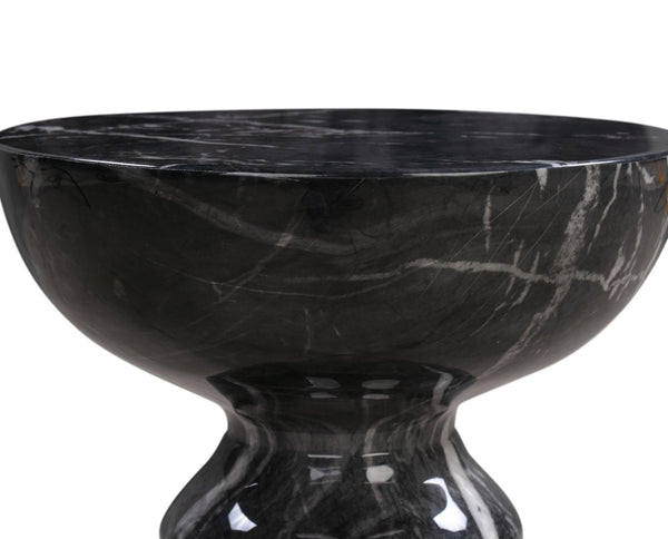 TOV Furniture Rue Faux Marble Round Side Table - Stylish Indoor/Outdoor Accent with Durable Concrete & Modern Design Black TOV-OC44040
