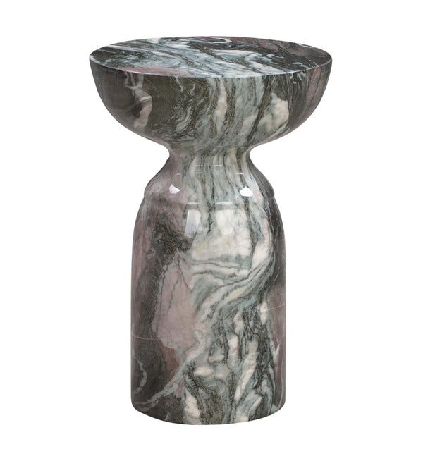 TOV Furniture Rue Faux Marble Round Side Table - Stylish Indoor/Outdoor Accent with Durable Concrete & Modern Design Grey TOV-OC44041