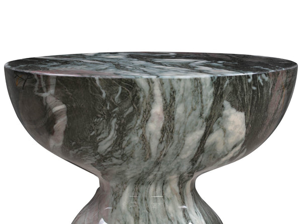 TOV Furniture Rue Faux Marble Round Side Table - Stylish Indoor/Outdoor Accent with Durable Concrete & Modern Design Grey TOV-OC44041