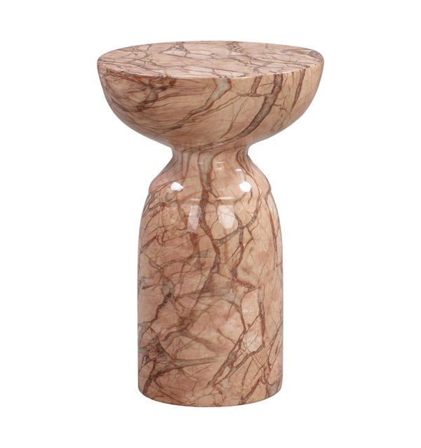 TOV Furniture Rue Faux Marble Round Side Table - Stylish Indoor/Outdoor Accent with Durable Concrete & Modern Design Sunset TOV-OC44042