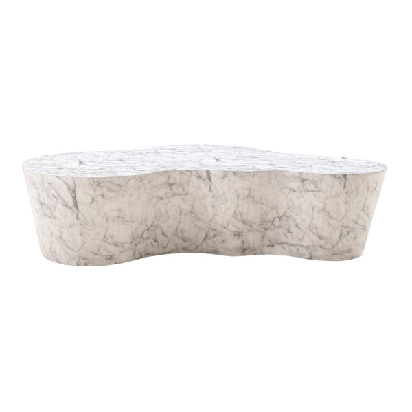 TOV Furniture Slab 59" Concrete Coffee Table - Modern Minimalist Design for Indoor & Outdoor Stylish Living Spaces White Marble TOV-OC44152
