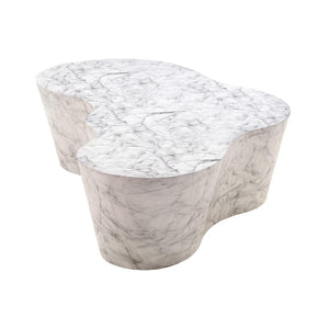 TOV Furniture Slab 59" Concrete Coffee Table - Modern Minimalist Design for Indoor & Outdoor Stylish Living Spaces White Marble TOV-OC44152