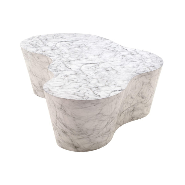 TOV Furniture Slab 59" Concrete Coffee Table - Modern Minimalist Design for Indoor & Outdoor Stylish Living Spaces White Marble TOV-OC44152