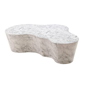 TOV Furniture Slab 59" Concrete Coffee Table - Modern Minimalist Design for Indoor & Outdoor Stylish Living Spaces White Marble TOV-OC44152