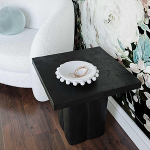 TOV Furniture Kayla Faux Plaster Square Side Table – Stylish Indoor/Outdoor Accent for Modern Living Spaces Black TOV-OC44164