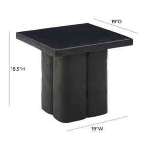 TOV Furniture Kayla Faux Plaster Square Side Table – Stylish Indoor/Outdoor Accent for Modern Living Spaces Black TOV-OC44164