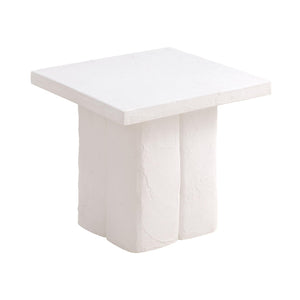 TOV Furniture Kayla Faux Plaster Square Side Table – Stylish Indoor/Outdoor Accent for Modern Living Spaces White TOV-OC44165