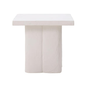 TOV Furniture Kayla Faux Plaster Square Side Table – Stylish Indoor/Outdoor Accent for Modern Living Spaces White TOV-OC44165