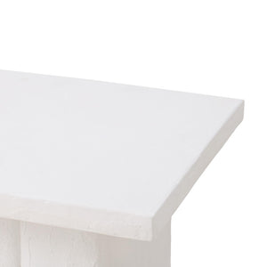 TOV Furniture Kayla Faux Plaster Square Side Table – Stylish Indoor/Outdoor Accent for Modern Living Spaces White TOV-OC44165