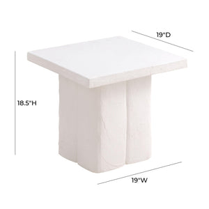 TOV Furniture Kayla Faux Plaster Square Side Table – Stylish Indoor/Outdoor Accent for Modern Living Spaces White TOV-OC44165
