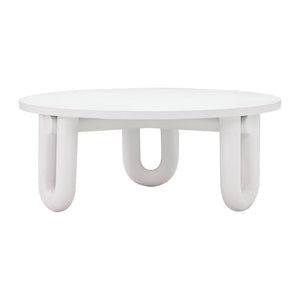 TOV Furniture Tildy 39" White Concrete Coffee Table - Stylish Indoor/Outdoor Centerpiece with Whimsical Flair TOV-OC44175