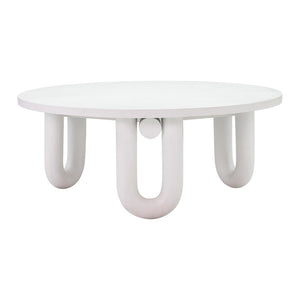 TOV Furniture Tildy 39" White Concrete Coffee Table - Stylish Indoor/Outdoor Centerpiece with Whimsical Flair TOV-OC44175