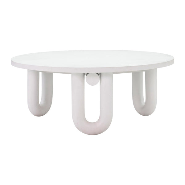 TOV Furniture Tildy 39" White Concrete Coffee Table - Stylish Indoor/Outdoor Centerpiece with Whimsical Flair TOV-OC44175
