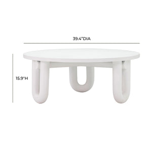 TOV Furniture Tildy 39" White Concrete Coffee Table - Stylish Indoor/Outdoor Centerpiece with Whimsical Flair TOV-OC44175