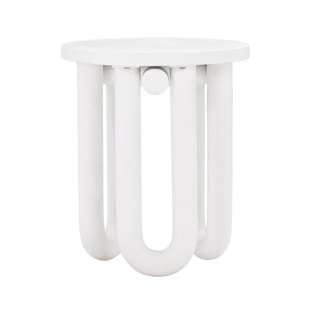 TOV Furniture Tildy White Concrete Round Side Table - Handcrafted Accent for Indoor & Outdoor Spaces, Durable Design TOV-OC44176