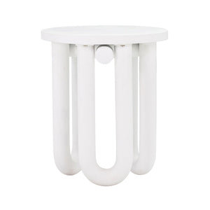 TOV Furniture Tildy White Concrete Round Side Table - Handcrafted Accent for Indoor & Outdoor Spaces, Durable Design TOV-OC44176