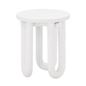 TOV Furniture Tildy White Concrete Round Side Table - Handcrafted Accent for Indoor & Outdoor Spaces, Durable Design TOV-OC44176