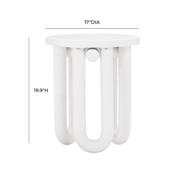 TOV Furniture Tildy White Concrete Round Side Table - Handcrafted Accent for Indoor & Outdoor Spaces, Durable Design TOV-OC44176