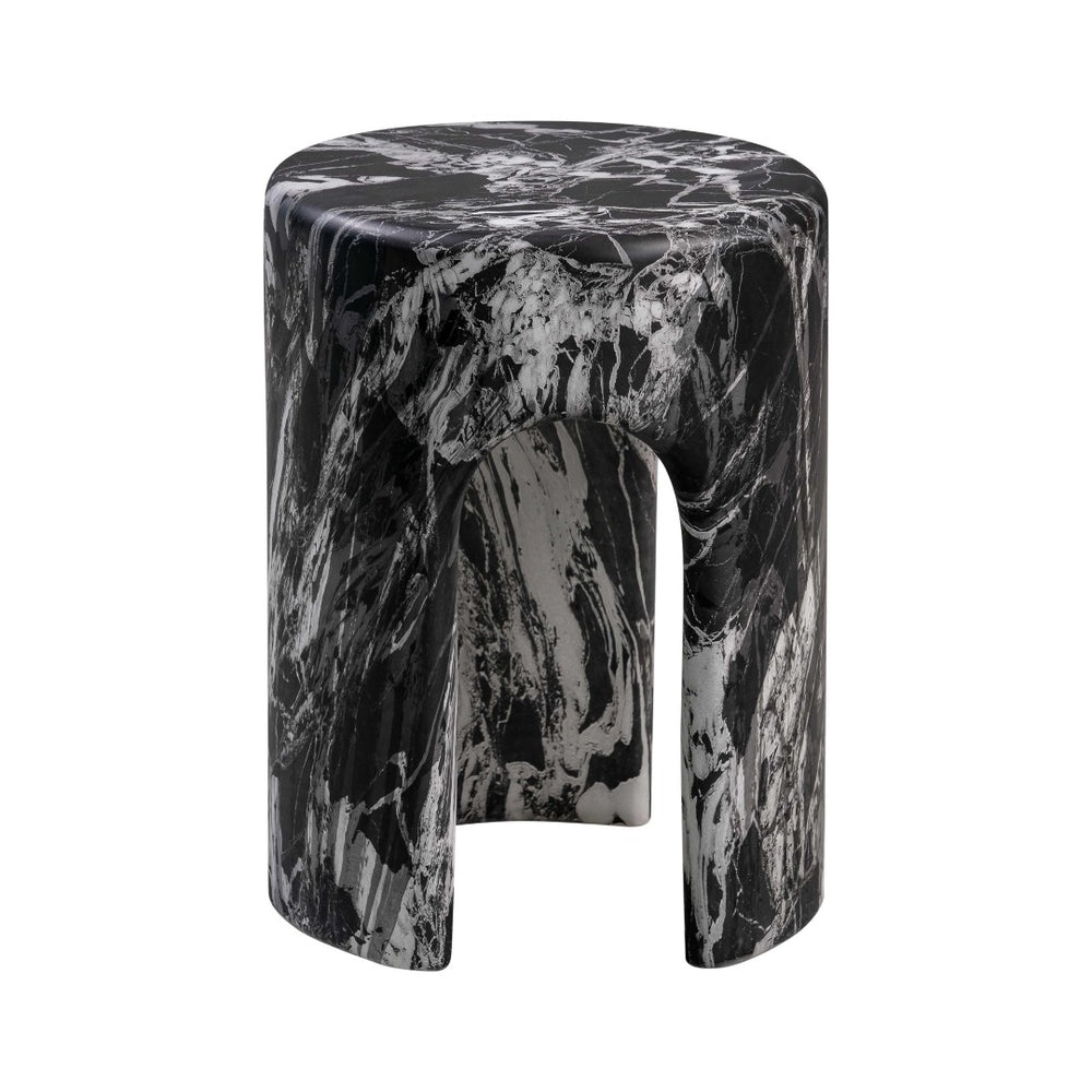 TOV Furniture Marisol Black Faux Marble Side Table – Elegant Concrete Accent for Indoor & Outdoor Spaces, 14” x 18” TOV-OC44183