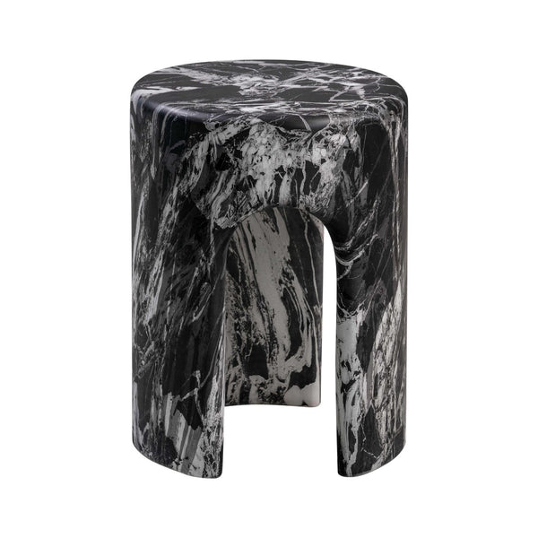 TOV Furniture Marisol Black Faux Marble Side Table – Elegant Concrete Accent for Indoor & Outdoor Spaces, 14” x 18” TOV-OC44183
