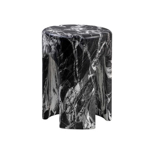 TOV Furniture Marisol Black Faux Marble Side Table – Elegant Concrete Accent for Indoor & Outdoor Spaces, 14” x 18” TOV-OC44183