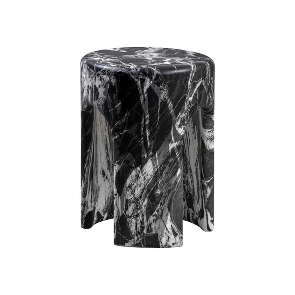 TOV Furniture Marisol Black Faux Marble Side Table – Elegant Concrete Accent for Indoor & Outdoor Spaces, 14” x 18” TOV-OC44183