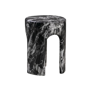 TOV Furniture Marisol Black Faux Marble Side Table – Elegant Concrete Accent for Indoor & Outdoor Spaces, 14” x 18” TOV-OC44183